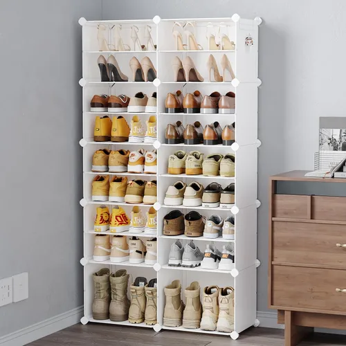 Vista 4 de MAGINELS Zapatero de almacenamiento de zapatos, estante de plástico para zapatos, organizador para armario, pasillo, dormitorio, entrada