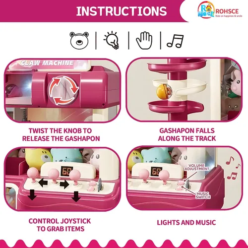 Vista 3 de Máquina de garras para niños, mini máquina expendedora de juguetes para niñas, juguete de juego de arcade para edades de 8 a 13 años, máquina