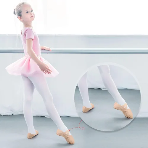 Vista 6 de SATINIOR 3 pares de zapatos de ballet para niñas pequeñas zapatillas de baile de cuero suave 3 colores zapatos de baile para niños pequeños
