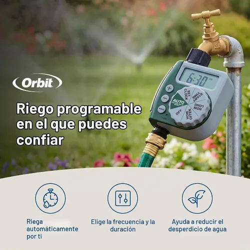 Vista 3 de Orbit 62061Z temporizador de manguera de riego digital programable de 1 salida Funciona con pilas con pantalla LCD, retardo de lluvia integrado