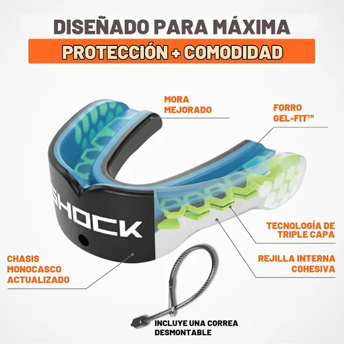Vista 4 de Shock Doctor Gel Max Power Carbon - Protector bucal convertible Blanco/Oro Lux