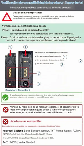 Vista 2 de commountain Micrófono de altavoz compatible con radios Motorola APX-6000