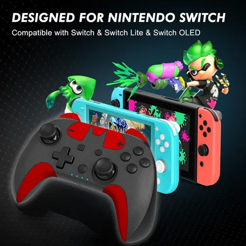 Vista 7 de Controlador de interruptor inalámbrico para Nintendo SwitchSwitch OLEDSwitch Lite con botón macro, función turbo de 3 niveles, vibración ajustable