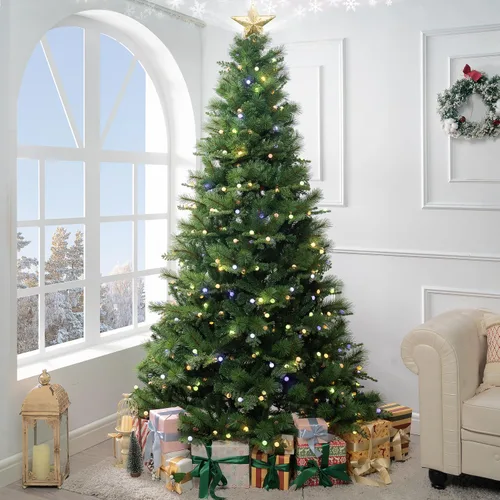 Vista 11 de Naomi Home Darla - Árbol de Navidad flocado de nieve preiluminado de 7.5 Esmerilado con proyector