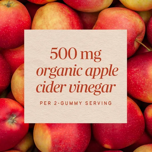 Vista 4 de Nature's Way Gomitas orgánicas de vinagre de sidra de manzana, 500 mg de vinagre de sidra de manzana orgánico por 2 porciones de gomitas, sabor a