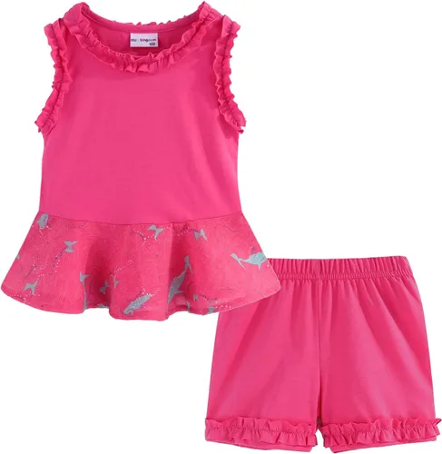 Vista 115 de LittleSpring Conjunto de verano para niñas con camiseta sin mangas y pantalones cortos florales
