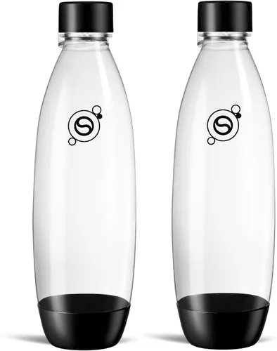 Vista 7 de SodaStream - Paquete doble de botellas delgadas de 1 litro aptas para lavavajillas (color negro)