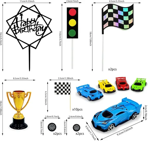 Vista 2 de Decoración de Pastel de Coche de Carreras Decoración Superior de Pastel de Coche de Carreras Decoraciones de Pastel de Cumpleaños de Coche