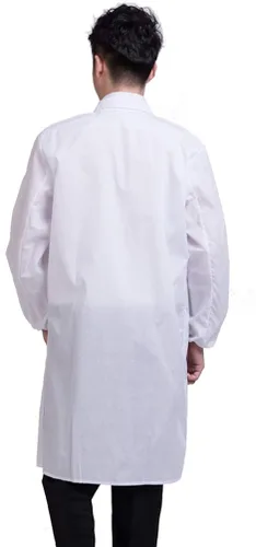 Vista 5 de Unisex Médico Blanco Laboratorio Escudo Médico Profesional Enfermera Uniforme Estudiante Laboratorio Clase Chaqueta Larga