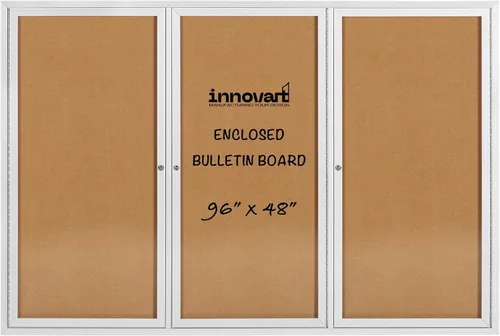 Vista 14 de INNOVART Tablero de anuncios cerrado de 36" x 24", tablero de anuncios de tela con cerradura con marco de aluminio, vitrina de pared con puerta Negro