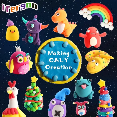 Vista 8 de ifergoo Arcilla seca al aire para niños - Kit de arcilla mágica de moldeo de 102 colores, seguro y no tóxico, juguetes de arte y manualidades