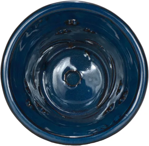 Vista 4 de W&W Orchid Pot with Holes and Saucer for Repotting, 6 x 7 Inch, Blue Azul