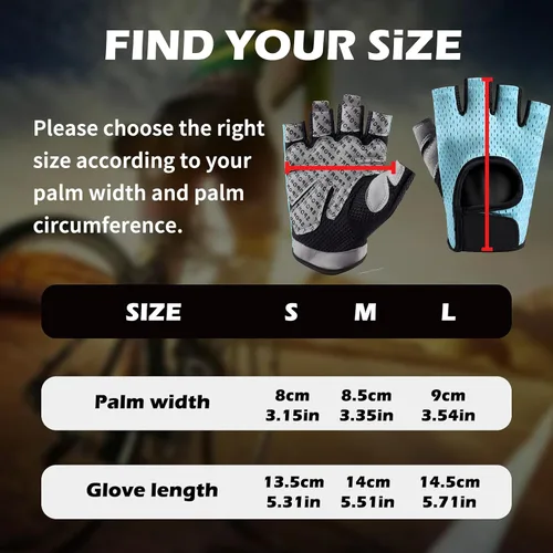 Vista 5 de Guantes de ciclismo para hombres y mujeres, sin dedos, transpirables, guantes de ciclismo antideslizantes que absorben los golpes, acolchados