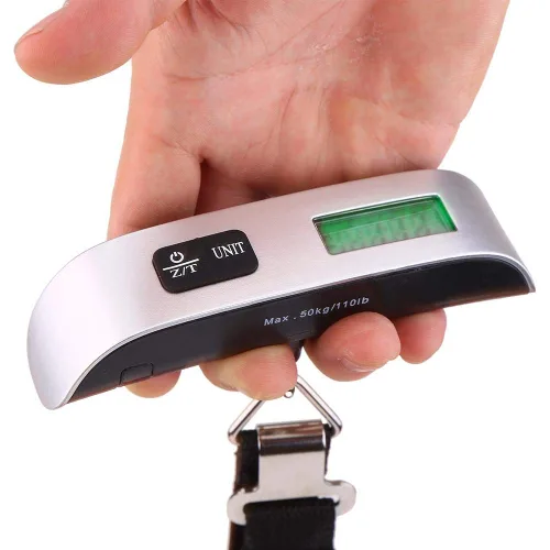 Vista 3 de Jadpes Báscula de equipaje pantalla LCD electrónica portátil de mano de 1102lbs báscula de peso para equipaje báscula de maleta para el hogar cocina