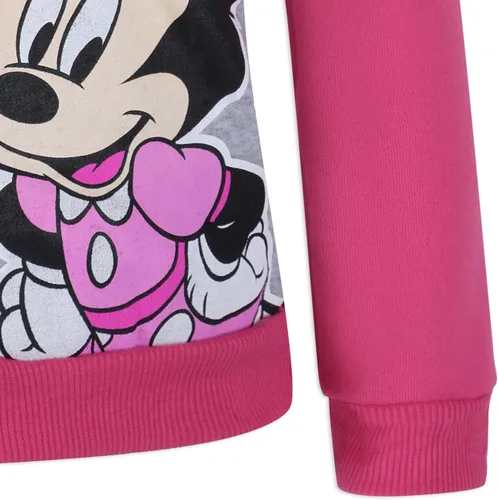 Vista 7 de Disney Minnie Mouse Pullover Half-Zip Fleece Hoodie for Girls, Pink and Gray