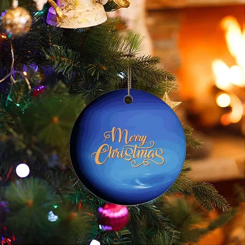 Vista 3 de Adorno de Navidad de cerámica con diseño de planeta galáctico cósmico impreso de dos caras, novedad para familiares, amigos, niños, colgantes