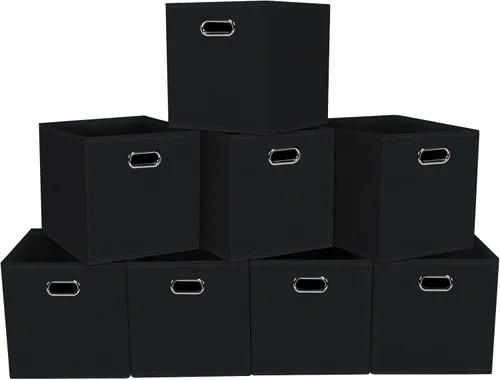 Vista 29 de Yunkeeeper - Contenedores de almacenamiento, cubos organizadores de tela con asa, cubos plegables para almacenamiento de tela o accesorios, 11 x 11