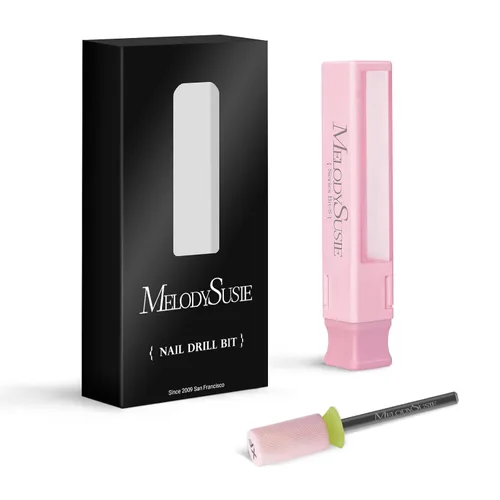 Vista 8 de MelodySusie Brocas de cerámica para uñas, 3/32 pulgadas, chaflán superior plana, puntas de barril grandes, eliminación rápida de acrílico o gel Rosa