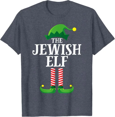 Vista 46 de Playera de pijama para fiesta de Navidad, grupo familiar a juego con elfo judío