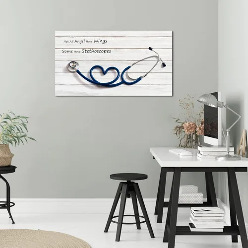 Vista 5 de Biuteawal Lienzo médico para pared, pinturas de estetoscopio, cuadro de instrumento, cuadro de clínica, decoración de salud, impresiones en lienzo