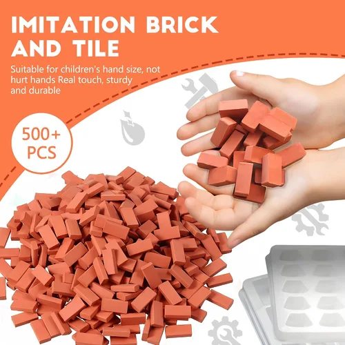 Vista 5 de Knight Bricklayer - Juego de construcción de ladrillo y mortero de arcilla, mini ladrillos y bloques de cemento, kit de mini casa de bricolaje