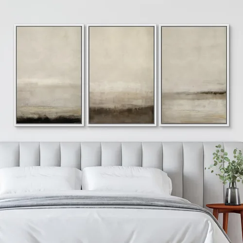 Vista 370 de SIGNWIN Lienzo enmarcado para pared, juego de arte pastel con cadena montañosa, bosque, niebla, naturaleza silvestre, ilustraciones modernas, arte