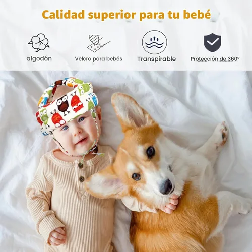 Vista 4 de Casco de seguridad para bebés pequeños, cojín ajustable, transpirable, sombrero de protección para bebés