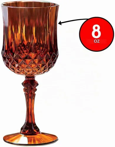 Vista 3 de Fun Express Copas de vino de plástico sin BPA con estampado ámbar, 12