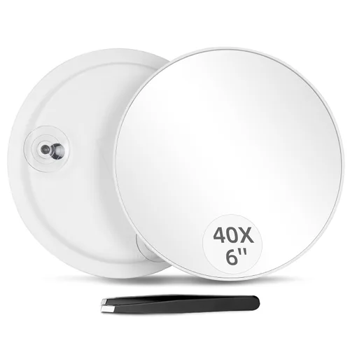 Vista 13 de Espejo de aumento 10X con 3 ventosas – Espejo de maquillaje adhesivo de 6 pulgadas con aumento 10X, espejo de maquillaje ampliado, espejo cosmético