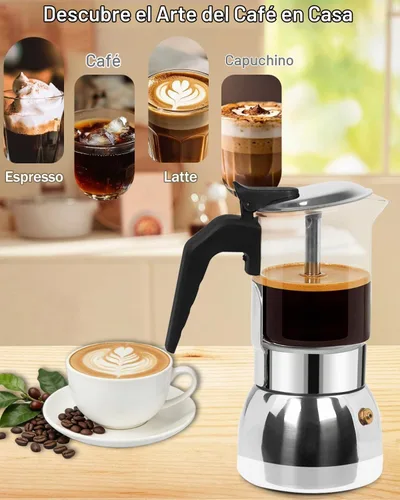 Vista 4 de Cafetera espresso para estufa, 4 tazas, 6.7 onzas, olla italiana