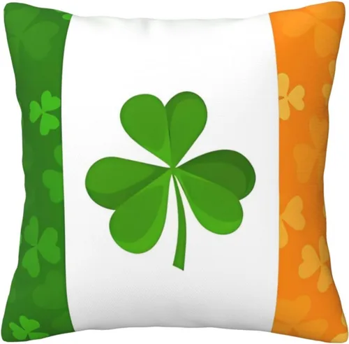 Vista 6 de Fundas de almohada decorativas de 16 x 16 pulgadas, fundas de almohada para sofá, bandera irlandesa, doble cara, fundas de almohada cuadradas