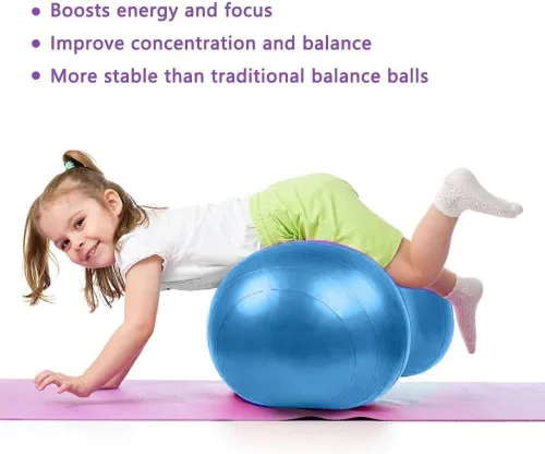 Vista 3 de Pelota de maní para niños Terapia, 90x45 cm Anti-explosión con bomba, pelota de ejercicio de calidad de gimnasio para yoga, físico, entrenamiento