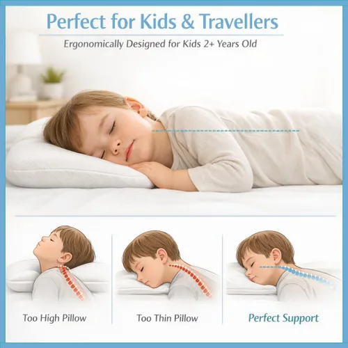 Vista 9 de Kinder - Almohada mullida para niños pequeños, 2X, certificada y galardonada, (no necesita funda de almohada), funda de algodón puro de 300 hilos
