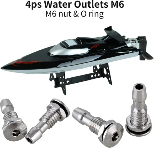 Vista 3 de Mxfans Válvula de agua de boquilla de salida 4X M6 Silver para RC Boat DIY Conexión