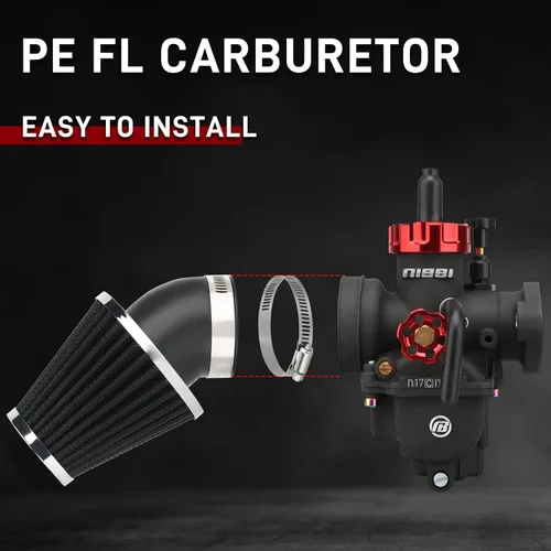 Vista 6 de Carburador NIBBI PE17 con filtros de aire de 48 mm, kit de carburador de 17 mm - Compatible con Dirt Bike Pit Bike Apollo TaoTao Lifan Kayo SSR