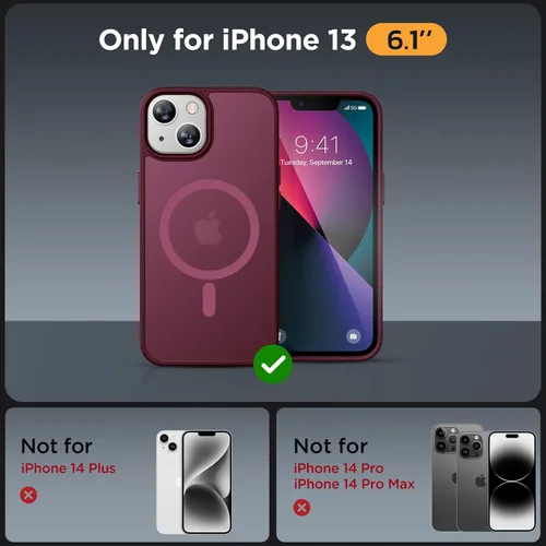 Vista 10 de Miracase - Funda magnética para iPhone 14 Plus de 6.7 pulgadas (compatible con MagSafe) (con 2 protectores de pantalla), protección de grado Negro