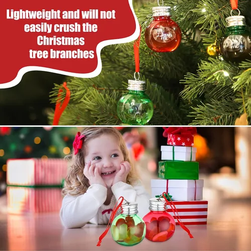 Vista 5 de Bolas de adornos de plástico transparente para Navidad, árbol rellenable de plástico, adornos colgantes para botella de agua, bombillas para Plata
