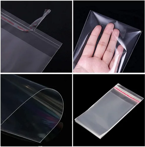 Vista 6 de Bolsas largas de celofán de 1 x 6 pulgadas, 100 bolsas de celofán autoadhesivas, bolsa de celofán transparente de polipropileno OPP para regalos