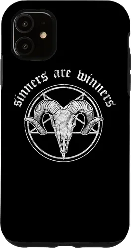 Vista 7 de Funda para iPhone 14 Occult Baphomet Tarot Card Satanic Devil Sinners are Winners