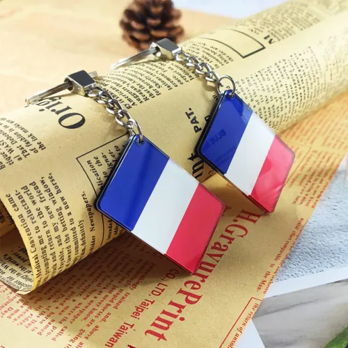 Vista 4 de QQSD Llavero con la bandera de Francia, llavero francés, paquete de 2, Francia