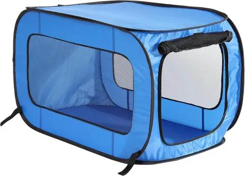 Vista 24 de Perrera plegable portátil, 32.5 pulgadas de largo x 19.5 pulgadas de ancho Azul