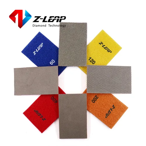 Vista 6 de Hoja de papel de diamante galvanizado papel de lija gancho y bucle respaldo de nylon para pulido a mano vidrio porcelana cerámica 4 piezas