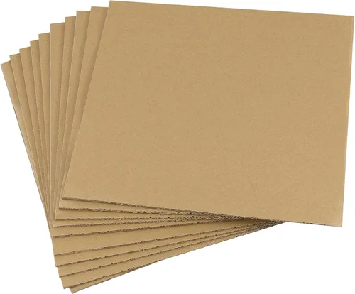 Vista 4 de PINGEUI 50 hojas de cartón corrugado de 10 x 10 pulgadas, hojas de cartón kraft marrón de 1/8 pulgadas de grosor, cartón corrugado para embalaje
