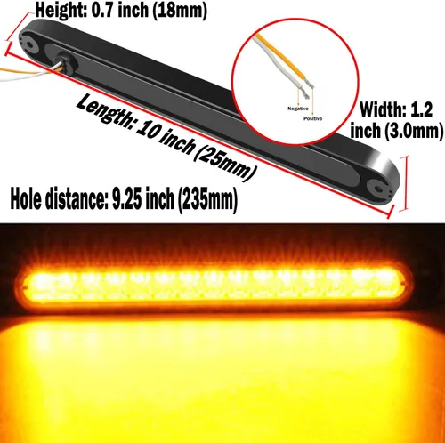 Vista 4 de Paquete de 2 luces LED de identificación de remolque de 10 pulgadas, 15 luces LED de 9 a 30 voltios, luces LED de parada, tira de luces traseras