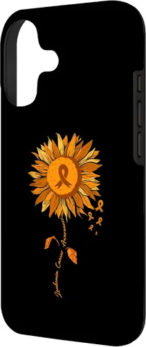 Vista 2 de Funda para iPhone 17 con cinta naranja y girasol de conciencia sobre la leucemia