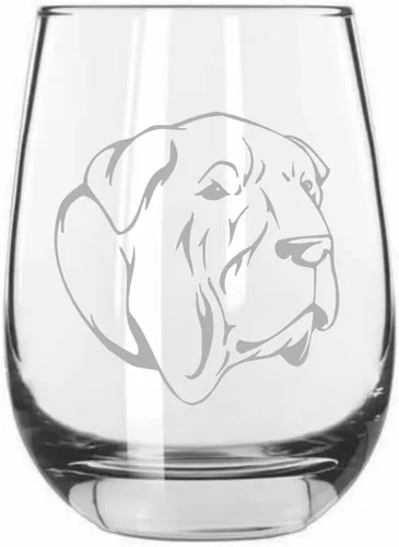 Vista 398 de Shar Pei (chino) - Vaso de vino sin tallo grabado para perro, 15.25 onzas