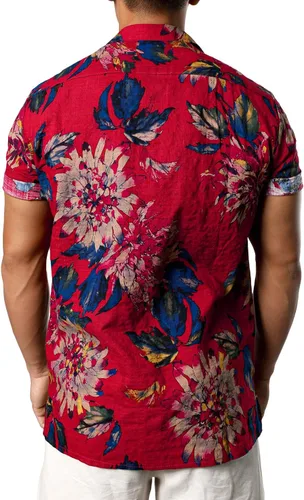 Vista 3 de JOGAL Camisas hawaianas florales de ajuste regular para hombre
