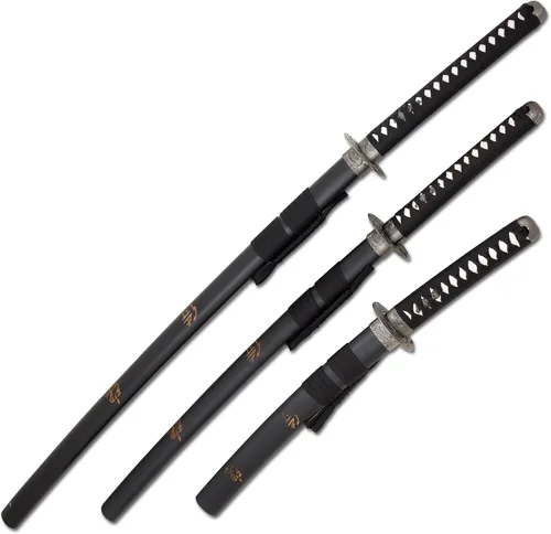 Vista 2 de Snake Eye Tactical Juego de katana samurái de dos tonos de 3 piezas con soporte de espada gratis