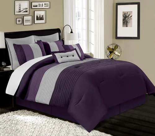 Vista 21 de Chezmoi Collection Loft - Juego de edredón de lujo a rayas de 6 piezas (tamaño individual, negro/gris/blanco)
