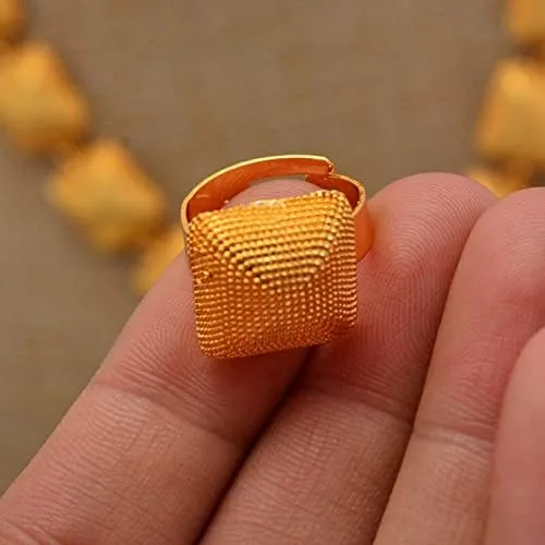 Vista 2 de Juego de joyas etíopes de Dubái de color dorado, para bodas, mujeres, collares, pendientes, joyería eritrea, regalos